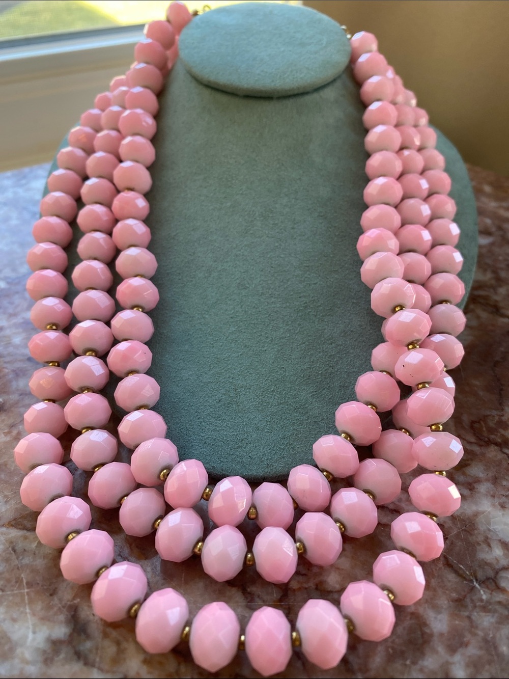Amrita Singh Pink Multi-Strand Faceted Bead Necklace with Gold Accents